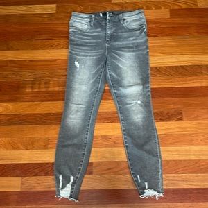 KUT Connie high rise ankle skinny gray jeans, some distressing, size 6